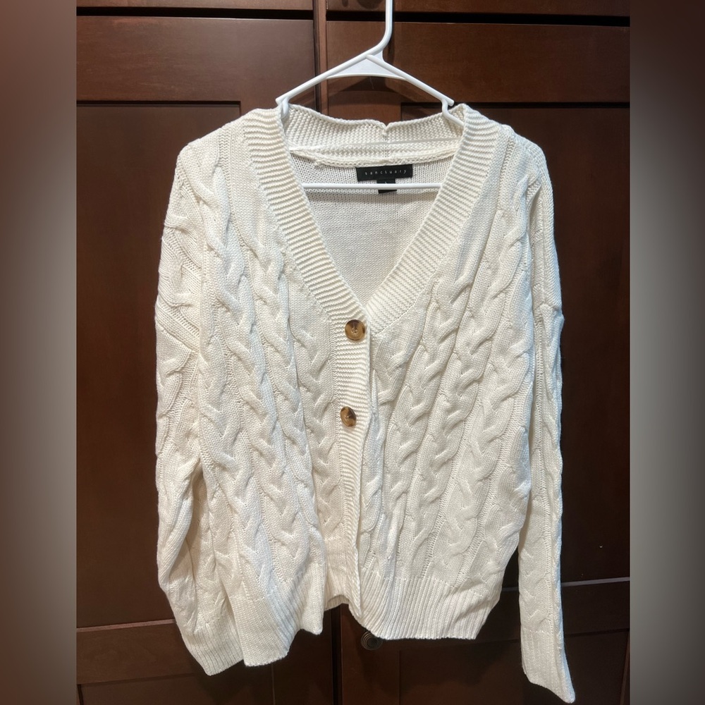Sanctuary cable knit button up sweater